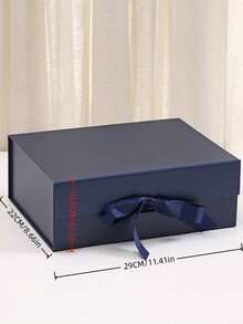 1 pieza Caja de regalo plegable Caja de almacenamiento multiusos Extremadamente ligera Muy ligera Caja vacía Color neutro Para cumpleaños Boda Fiesta Vacaciones Organizador de hogar y oficina Ahorrador de espacio Plegable Reutilizable - Azul oscuro - Ver 10