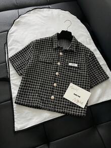 SWAVVY Men's Patch Patch-Down Short Sleeve Shirt, Versatile Daily Wear - Black - View 8
