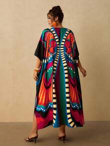 Travachic Vestido largo versátil, holgado y adelgazante para mujer de talla grande, casual para vacaciones - Multicolor - Ver 2