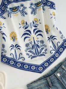 Franclia Women's Plus Size Elegant Boho Tank Top Camisole Parrot Print Small Animal Print Tropical Print Vacation Print Floral Print Clothing Beach Vacation - Blue - View 5