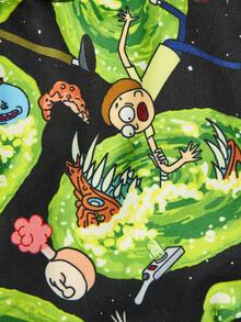 Rick and Morty X SHEIN 1件卡通圖案印花寵物連帽衛衣，貓咪衣服，狗狗衣服，尺寸XXS-XXXXL，特小號，特大號 - 綠色 - 查看 3