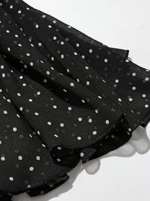 Modelyn Women's Summer Casual Romantic Polka Dot Print Shirt Going Out Black And White Polka Dot - Black - View 5