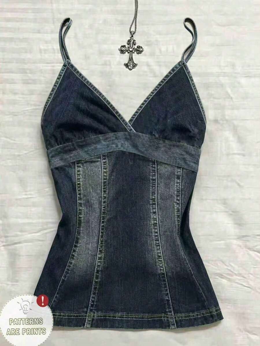 IslaSuriya 女士牛仔印花休闲吊带衫 - 彩色 - 查看 1