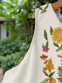 EMERY ROSE 大尺碼仿刺繡花卉印花圖案無袖背心洋裝 度假舒適休閒洋裝 - 彩色 - 查看 4