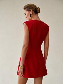 MOTF PREMIUM SPRING/SUMMER 3D CUT STRUCTURAL DESIGN ELEGANT DRESS - Red - View 3