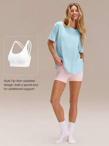 GLOWMODE Modal oversized Everymode t-shirt, vardaglig casual kompressionsskjorta - Blå - Visa 5