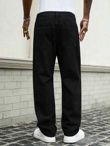 Manfinity Homme Men's Casual Streetwear Versatile Black Jeans Festival Winter - Black - View 6