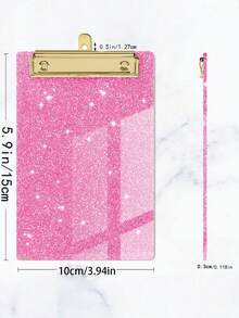 1個裝粉色壓克力小大號亮片書寫板附夾式可重複使用備忘板，女性辦公室居家粉色桌面配件禮物 - A - 查看 3