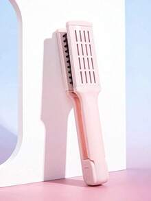 1 pieza Peine de doble cara en forma de V rosa para alisar cabello rizado, uso dual, reduce puntas abiertas, herramienta de peluquería para mujeres, viaje, hogar, barbería, salón, cepillo de cuidado del cabello esencial, peine desenredante, cepillo para bordes - Rosa - Ver 7