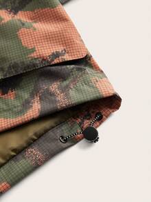 WanderVale Allover Print Flap Pocket Zip Up Jacket Sports - Army Green - View 6