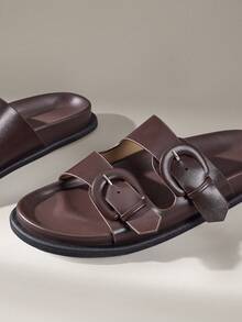 Solecia Zapatos de mujer Moda femenina Marrón moca Comodidad Sandalias planas Boken de playa Sandalias planas de mujer - Marrón Mocha - Ver 6
