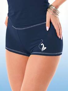 BABYPHAT Jersey Mid-Rise Boy Shorts With Logo Print And Contrast Stitching Detail, World Cup 2026 Sporty Chic Game Day Football Blokecore Streetwear Jersey - Navy Blue - View 7