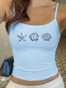 Teen Girls Casual Minimalist Spaghetti Strap Fitted Tank Top Summer Top - Multicolor - View 1