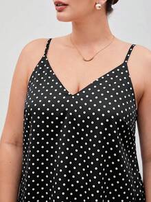 Maija Plus Size Summer Casual Polka Dot Print Camisole - Black - View 4