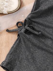 Sparklyn Mono casual versátil de unicolor con cordones y cuello redondo para niña preadolescente - Gris - View 4