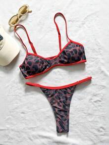 Swim SXY 女款比基尼泳衣 性感純色拼色比基尼，內建胸墊短版背心式泳衣，適合度假、海灘穿搭、Y2K、健身套裝，情人節新年派對度假穿搭，城市到海灘波希米亞風 SS26 春夏海灘裝 - 彩色 - 查看 4