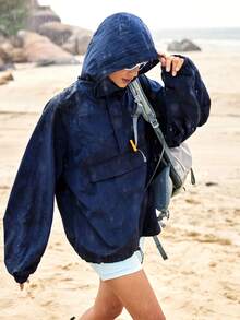 WanderVale Ladies' Plain And Simple Everyday Outdoor Jacket, Regular Fit Sports - Navy Blue - View 4