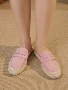 Styleloop 女款平底圓頭刺繡編織休閒拖鞋，波希米亞風，度假氛圍，夏季穿著，旅行必備 - 粉色 - 查看 4