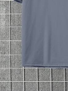 Manfinity Homme Plus Size Men's Solid Color Crew Neck Minimalist Short Sleeve T-Shirt And Drawstring Waist Cargo Shorts 2pcs Set - Dark Grey - View 5