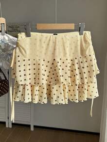 Comfortcana Plus Size A-Line Skirt With Side Drawstring Detail,Spring Summer Clothes - Yellow - View 2