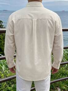 DAZY Camisa de manga larga a rayas amarillas para hombre de primavera - Amarillo claro - Ver 2