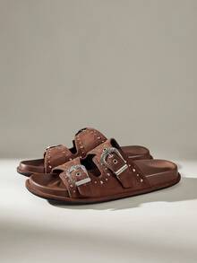 Solecia Ladies Commuter Fashion Versatile Daily Travel Casual Sandals - Coffee Brown - View 2