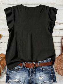 EMERY ROSE Women's Summer Textured Shirt Versatile - Black - View 2