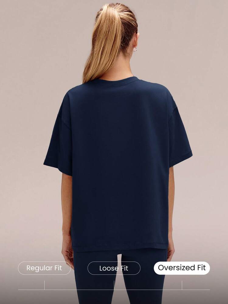 Pima Cotton Unisex Short Sleeve Round Neck Oversized Tee Daily Casual