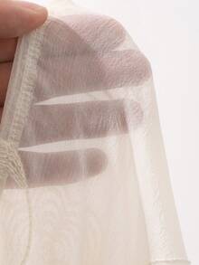 Livesso Apricot V-Neck Tie Waist Textured Fabric Women Shirt - Apricot - View 7