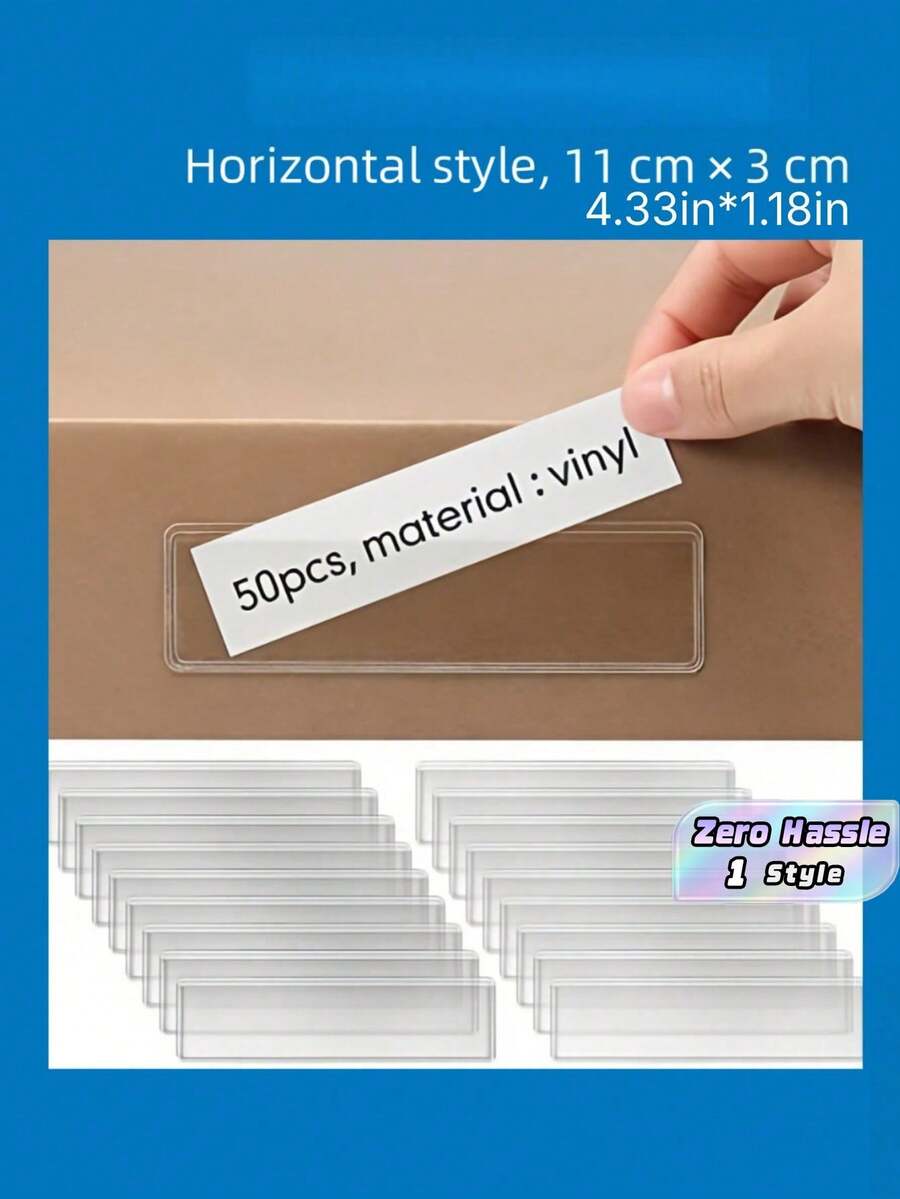Self-Adhesive Label Holder | Clear Plastic Organization Labels, Suitable For Shelves, Drawers, And Storage Boxes | Multi-Purpose Shelf Labels, Perfect For Home, Office, And Supermarket Use. - Multicolor - View 1
