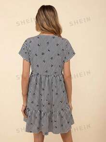 Coeurva Vestido de playa romántico rosa casual de verano para mujer - Blanco y Negro - Ver 3
