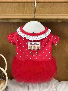 PETSIN 1PC Spring Summer Breathable Pet Tank Top, Cute Suspender Dress For Teddy Bichon Puppy Kitten - Red - View 15