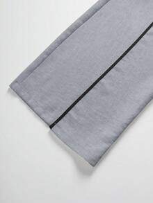 Elenzga Summer Women's Elegant Commute Daily European & American Style Overlap 2 In 1, Color Block Design Casual Versatile Long Pants - Grey - View 6