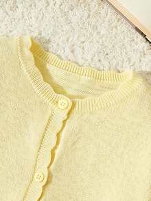 Blossori Young Girls Cardigans Autumn/Winter Red Fitted Round Neck Sweater Jacket - Yellow - View 4