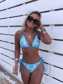 Swim Vcay Women's Fashion Shell Print Swimsuit Set - Blue - View 1