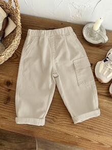 SHEIN LMoss Kids Celana Jeans Putih Model Pas Badan dan Meruncing untuk Bayi Laki-laki - Khaki - View 6