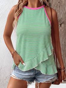 EMERY ROSE Women's Spring/Summer New Hot-Selling Color Block Design Striped Pattern Casual Versatile Plus Size Camisole And Tank Top - Multicolor - View 4