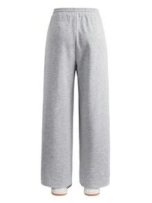 SHEIN Teen Girls Casual Sports Sweatpants, Heather Gray Colorblock With Exquisite Embroidered Number Pattern, Loose Fit - Grey - View 2