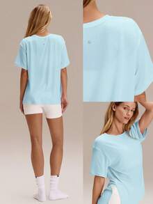 GLOWMODE Modal oversized Everymode t-shirt, vardaglig casual kompressionsskjorta - Blå - Visa 7