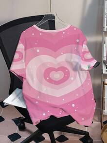 THE POWERPUFF GIRLS X SHEIN Camiseta de Talla Grande con Estampado de Dibujos Animados Cuello Redondo Estampado Completo - Blanco - Ver 2