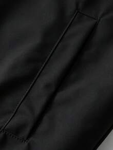 Manfinity Homme Men's Letter Printed Zipper Front Baseball Collar Windbreaker Jacket,Black And White,Autumn,Streetwear,Graduation,Back-To-School Outdoor Light Jacket - Black - View 5