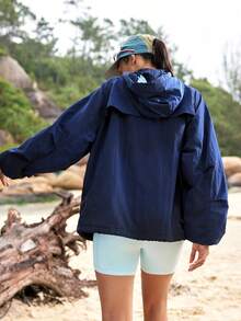 WanderVale Ladies' Plain And Simple Everyday Outdoor Jacket, Regular Fit Sports - Navy Blue - View 5