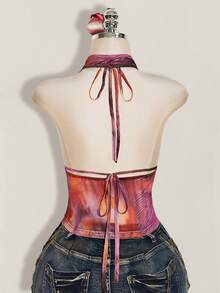 SHEIN ICON Plus Size 2pcs Summer Going Out Beach Hawaii Party Homecoming Concert Club Glitter Backless Women Tank Tops & Camis - Red Violet - View 2