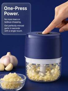 Teckwe 1PC Garlic Grinder, Garlic Shredder, Household Garlic Mincer, Food Processor, Mini Electric Garlic Press, Grinder For Garlic, Ginger, Scallions, And Other Seasonings; An Essential Household Item. - Multicolor - View 5