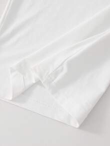 SHEIN 2pcs/Set Teen Short Sleeve & Long Pants Set, Minimalist Pure White With Pony Print, Suitable For Spring/Summer, Sports & Commuting - White - View 6