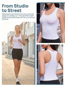 SHEIN 1pc Women Seamless Comfortable Shapewear Camisole Tank Top, Summer - White - View 1