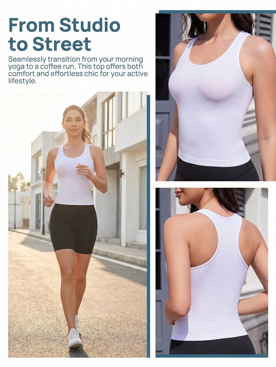 SHEIN 1pc Women Seamless Comfortable Shapewear Camisole Tank Top, Summer - White - View 1