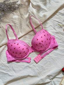 CottageSlumber 1 pieza Sujetador cómodo de mujer con patchwork de encaje, aro y copa moldeada - Rosa - Ver 8