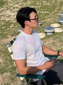 DAZY 男款短袖彩色仿紮染數位印花白色底時尚圓領T恤 - 白色 - 查看 5