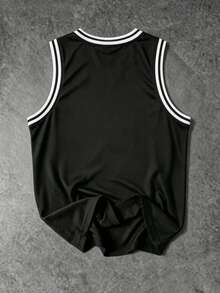Gym Rark Men's Letter Print Round Neck Sports Tank Top, Football, Gym, Holiday - Black - View 3